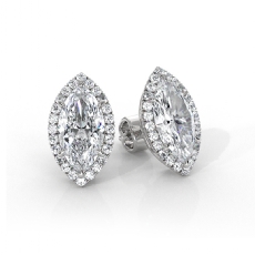 Halo Marquise Claw Prong Lab grown Diamond Earring IGI 14k White Gold 2.24ctw