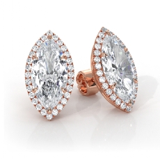 Halo Marquise Lab grown Diamond Claw Prong Women Earring IGI 14k Rose Gold  (4.33Ct. tw.)