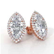 Halo Marquise Lab grown Diamond Prong Women Earring IGI 14k Rose Gold  (5.36Ct. tw.)