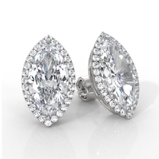 Halo Marquise Lab grown Diamond Prong Women Earring IGI 14k White Gold 5.36ctw