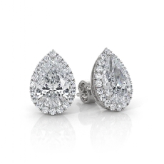 Pear Lab grown Diamond Claw Prong Women Halo Earring IGI 14k White Gold 2.22ctw