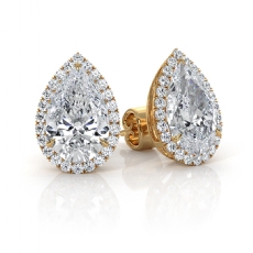 Halo Pear Lab grown Diamond Claw Prong Women Earring IGI 18k Gold Yellow  (4.31Ct. tw.)