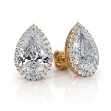 Halo Pear Lab grown Diamond Claw Prong Womens Earring IGI 18k Gold Yellow  (5.34Ct. tw.)