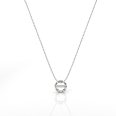 Solitaire U Cut Prong Round Semi Mount Floating Pendant in 14k White Gold