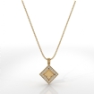 Pave Set Diamond Solitaire Accent Halo Princess Pendant in 18k Yellow Gold 0.67Ct - javda.com 