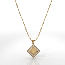 Pave Set Diamond Solitaire Accent Halo Princess Pendant in 18k Gold Yellow  (0.67Ct. tw.)