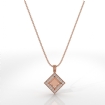 Pave Set Diamond Solitaire Accent Halo Princess Pendant in 14k Rose Gold 0.67Ct - javda.com 