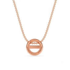 Solitaire Bezel Set Round Cut Semi Mount Pendant with Chain in 18k Rose Gold