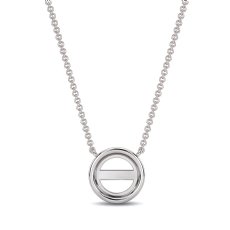 Solitaire Round Cut Bezel Set Gallery Semi Mount Pendant in 14k White Gold