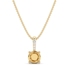 Prong Set Solitaire Round Semi Mount Diamond Bail Pendant 18k Gold Yellow  (0.03Ct. tw.)