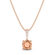 Prong Set Solitaire Round Semi Mount Diamond Bail Pendant 18k Rose Gold  (0.03Ct. tw.)