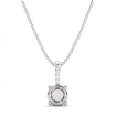 Prong Set Solitaire Round Semi Mount Diamond Bail Pendant 14k White Gold 0.03Ct - javda.com 