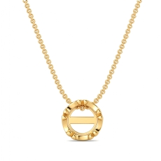 Solitaire U Cut Prong Round Semi Mount Floating Pendant in 18k Gold Yellow