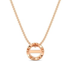 Solitaire U Cut Prong Round Semi Mount Floating Pendant in 18k Rose Gold