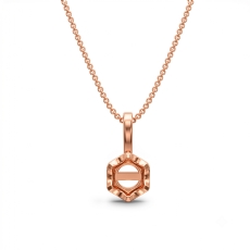 6 Prong Crown Round Cut Semi Mount Bail Solitaire Pendant in 18k Rose Gold