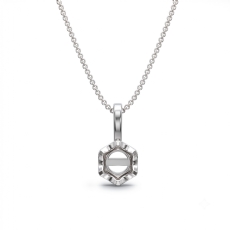 6 Prong Crown Round Cut Semi Mount Bail Solitaire Pendant in Platinum 950
