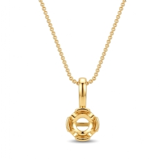 Bezel Set Round Cut Solitaire Semi Mount Bail Pendant in 14k Gold Yellow
