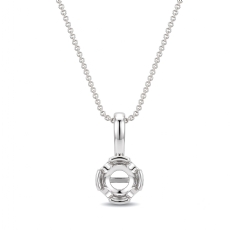 Bezel Set Round Cut Solitaire Semi Mount Bail Pendant in 14k White Gold