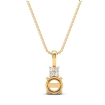 Claw Prong Round Cut Semi Mount Bail Pendant in 18k Yellow Gold 0.04Ct Accents - javda.com 