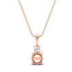 Claw Prong Round Cut Semi Mount Bail Pendant in 14k Rose Gold 0.04Ct Accents - javda.com 