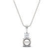 Claw Prong Round Cut Semi Mount Bail Pendant in 14k White Gold 0.04Ct Accents - javda.com 