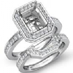 1.3Ct Diamond Radiant Wedding Band Semi Mount Ring 14k Gold White Bridal Setting