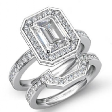 Halo Pave Setting Bridal diamond Ring 14k Gold White