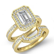 Halo Pave Setting Bridal diamond Ring 14k Gold Yellow