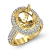 Diamond Engagement Ring Halo Pave Setting 18k Yellow Gold Oval Semi Mount 1.5Ct - javda.com 