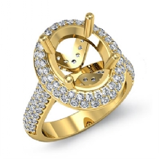 Diamond Engagement Ring Halo Pave Setting 18k Gold Yellow Oval Semi Mount  (1.5Ct. tw.)