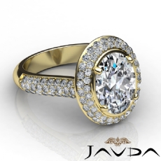 Gleaming Double Halo Pave diamond Ring 14k Gold Yellow