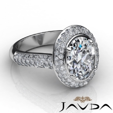 Gleaming Double Halo Pave diamond Ring 14k Gold White