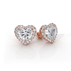 Halo Heart Lab grown Diamond Claw Prong Women Earring IGI 18k Rose Gold  (2.25Ct. tw.)