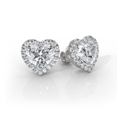 Heart Lab grown Diamond Claw Prong Women Halo Earring IGI 14k White Gold 3.03ctw