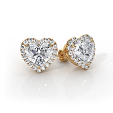 Heart Lab grown Diamond Claw Prong Women Halo Earring IGI 18k Gold Yellow  (3.3Ct. tw.)