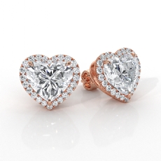 Heart Lab grown Diamond Prong Set Women Halo Earring IGI 18k Rose Gold  (5.35Ct. tw.)