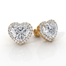 Heart Lab grown Diamond Prong Set Women Halo Earring IGI 18k Gold Yellow  (5.35Ct. tw.)