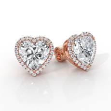 Heart Lab grown Diamond Claw Prong Women Halo Earring IGI 18k Rose Gold  (6.45Ct. tw.)