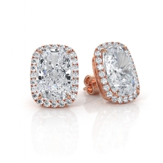 Cushion Lab grown Diamond Claw Prong Women's Earring IGI 18k Rose Gold  (4.29Ct. tw.)