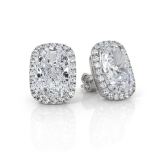 Cushion Lab grown Diamond Claw Prong Women's Earring IGI 14k White Gold 4.29ctw