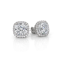 Cushion Cut Women's Halo Lab grown Diamond Prong IGI Certified 14k Gold 2.2 Ctw.