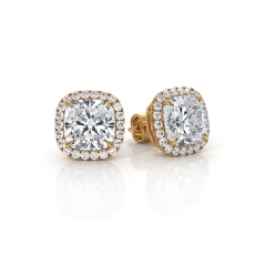 Cushion Cut Women's Halo Lab grown Diamond Prong IGI Certified 18k Gold Yellow  (2.2Ct. tw.)