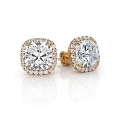 Cushion Cut Women's Halo Lab grown Diamond Prong IGI Certified 18k Gold Yellow  (3.26Ct. tw.)