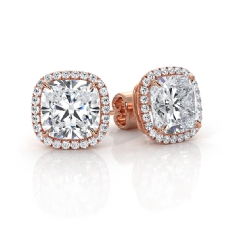 Cushion Women Halo Lab grown Diamond Prong IGI Certified 18k Rose Gold  (4.24Ct. tw.)