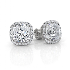 Cushion Women Halo Lab grown Diamond Prong IGI Certified 14k White Gold 4.24ctw.