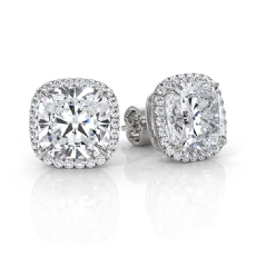 Women's Halo Cushion Cut Lab grown Diamond Claw Prong IGI 14k White Gold 5.31ctw