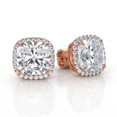 Women's Halo Cushion Cut Lab grown Diamond Claw Prong IGI 18k Rose Gold  (6.31Ct. tw.)