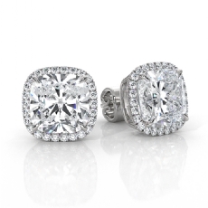 Women's Halo Cushion Cut Lab grown Diamond Claw Prong IGI 14k White Gold 6.31ctw