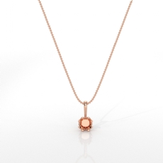 Cushion Cut Diamond Filigree Semi Mount Bail Solitaire Pendant in 14k Rose Gold