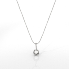 Cushion Cut Diamond Filigree Semi Mount Bail Solitaire Pendant in 14k White Gold